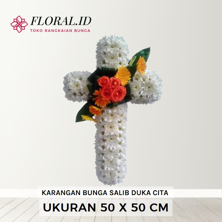 karangan bunga duka cita salib 100